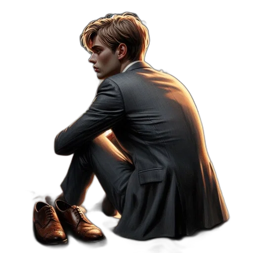 jacket, staff, shoes, face transparent PNG cut-out