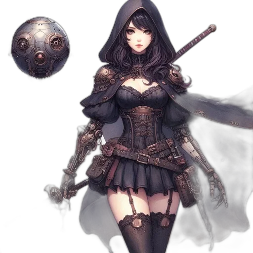 mask, dress, staff, weapon transparent PNG cut-out