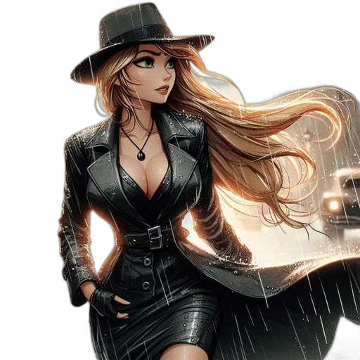 hat, jacket, comic book art, concept art transparent PNG cut-out
