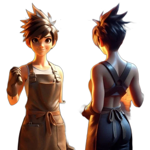 dress, staff, concept art, 3d render transparent PNG cut-out