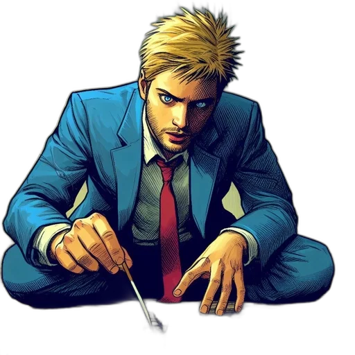staff, jacket, weapon, comic book art transparent PNG cut-out