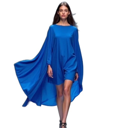 dress, blue, model, catwalk transparent PNG cut-out