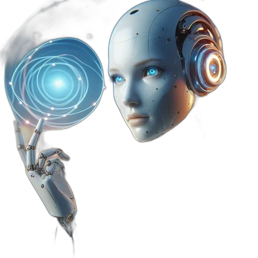 robot, concept art, cyberpunk, 3d render transparent PNG cut-out