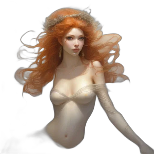 hair, dress, creature, fantasy art transparent PNG cut-out