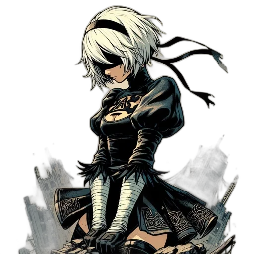 weapon, sword, dress, comic book art transparent PNG cut-out