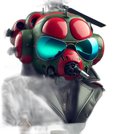robot, mask, jacket, weapon transparent PNG cut-out