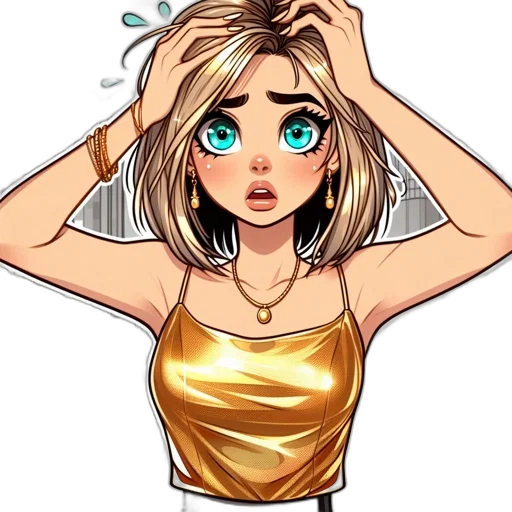 dress, jewelry, face, cartoon transparent PNG cut-out