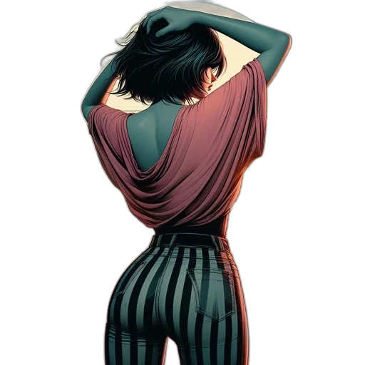 dress, jacket, hair, concept art transparent PNG cut-out
