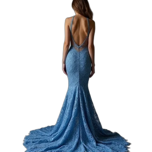 dress, jewelry, hair, photorealistic transparent PNG cut-out