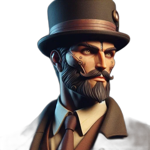 hat, face, staff, comic book art transparent PNG cut-out