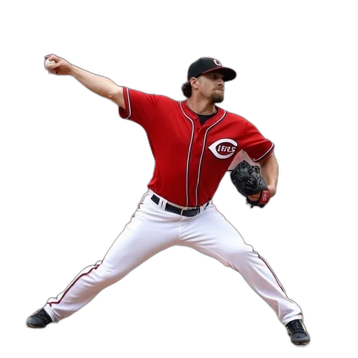 baseball, player, red, jersey transparent PNG cut-out