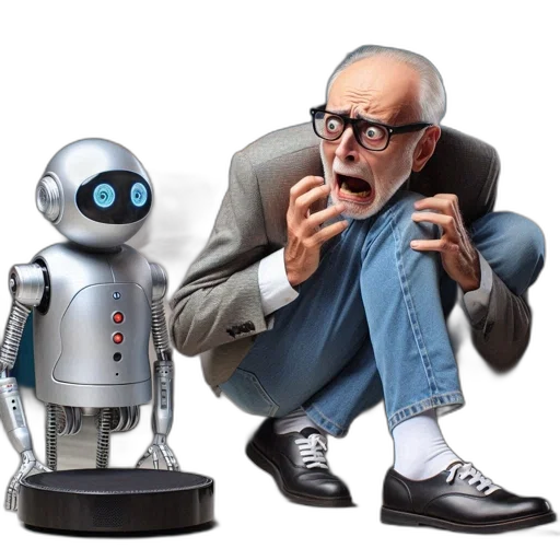robot, concept art, 3d render, elderly transparent PNG cut-out
