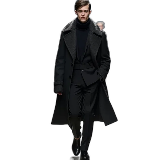 jacket, concept art, dark, monochrome transparent PNG cut-out