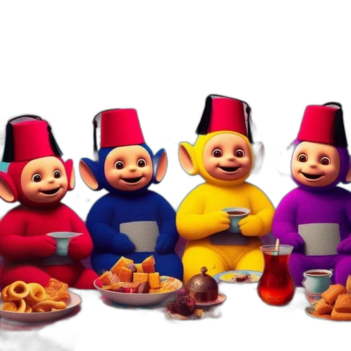 food, 3d render, concept art, four transparent PNG cut-out