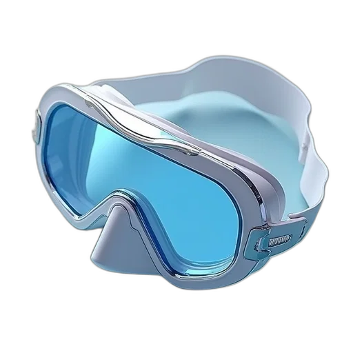mask, 3d render, blue, two transparent PNG cut-out