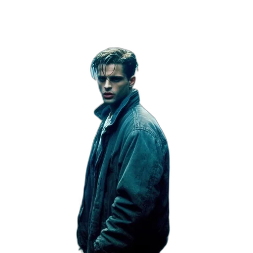 jacket, face, hair, weapon transparent PNG cut-out