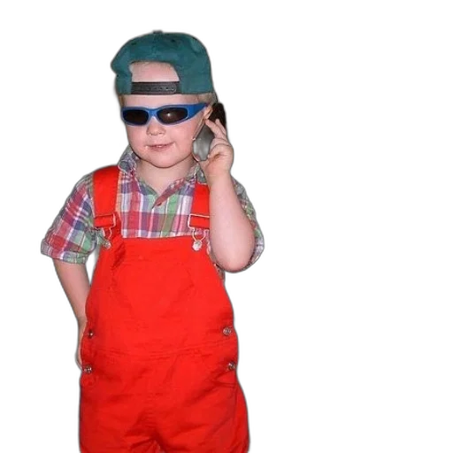 hat, staff, child, overalls transparent PNG cut-out