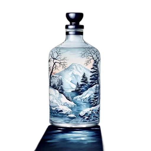 bottle, photorealistic, oil painting, concept art transparent PNG cut-out