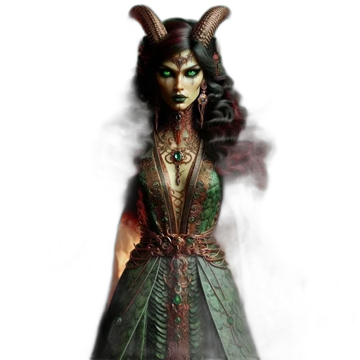 dress, mask, dragon, staff transparent PNG cut-out