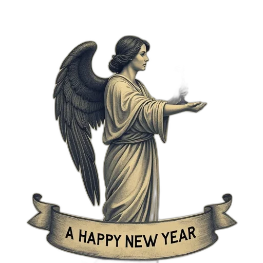 vintage-style, illustration, featuring, winged transparent PNG cut-out