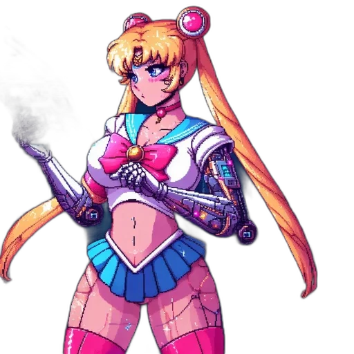 weapon, robot, staff, pixel art transparent PNG cut-out