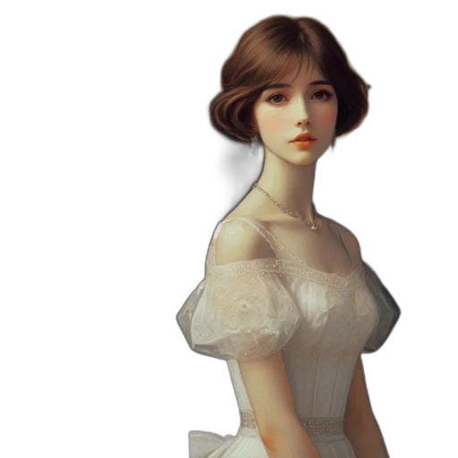 dress, face, oil painting, concept art transparent PNG cut-out