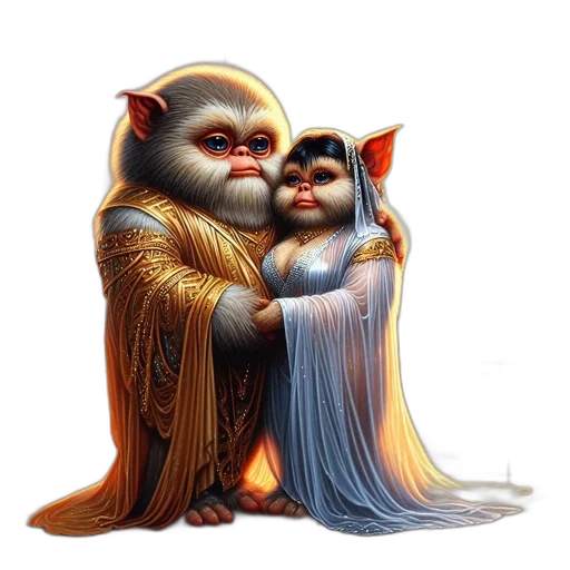 concept art, fantasy art, 3d render, two transparent PNG cut-out