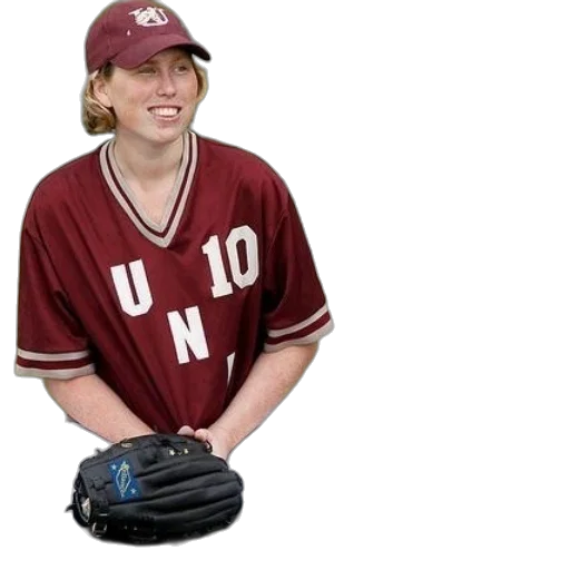 woman, maroon, baseball, jersey transparent PNG cut-out