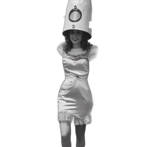 dress, hat, staff, robot transparent PNG cut-out
