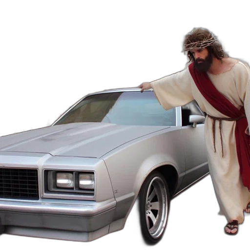 car, individual, resembling, jesus transparent PNG cut-out