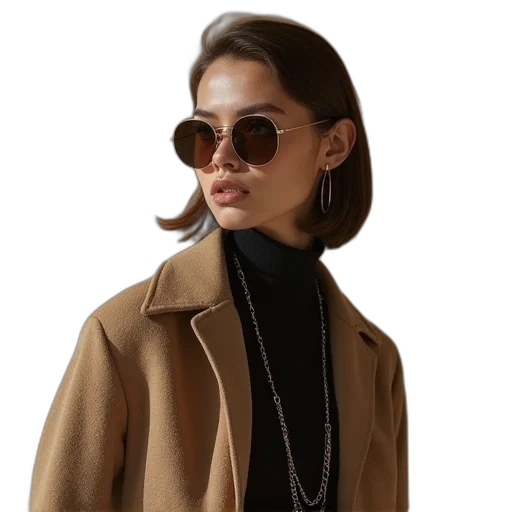 jacket, jewelry, photorealistic, earth tones transparent PNG cut-out