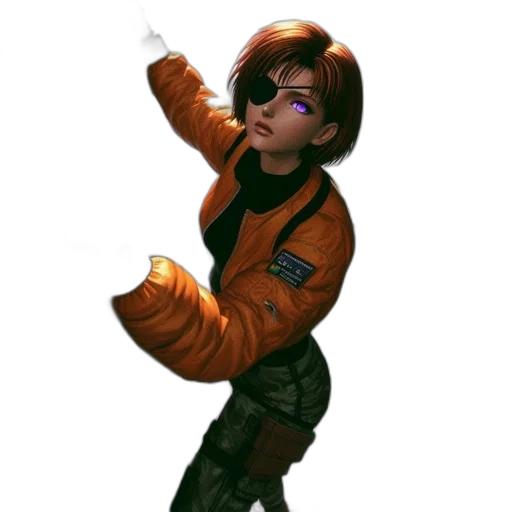 jacket, staff, weapon, robot transparent PNG cut-out