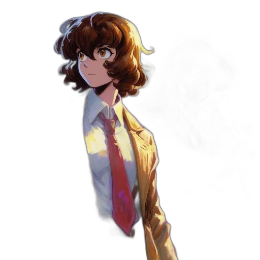jacket, staff, hair, robot transparent PNG cut-out