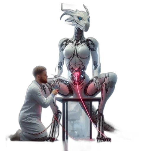 robot, creature, staff, concept art transparent PNG cut-out
