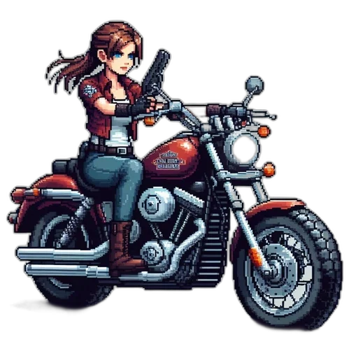 weapon, jacket, pixel art, comic book art transparent PNG cut-out