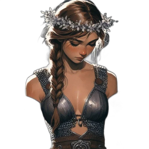 dress, jewelry, crown, staff transparent PNG cut-out