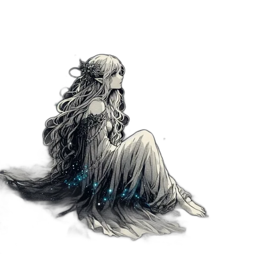 dress, hair, crown, creature transparent PNG cut-out
