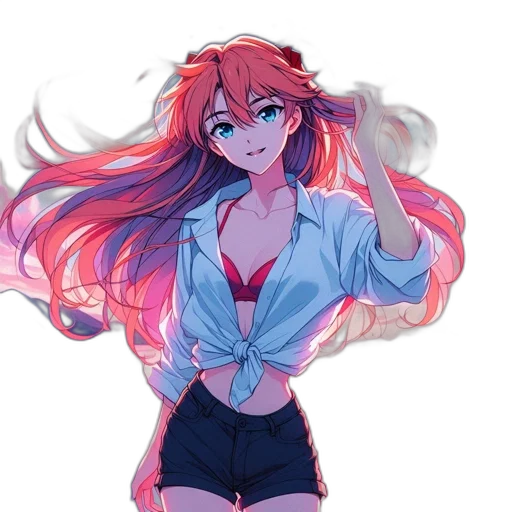 jacket, dress, staff, hair transparent PNG cut-out