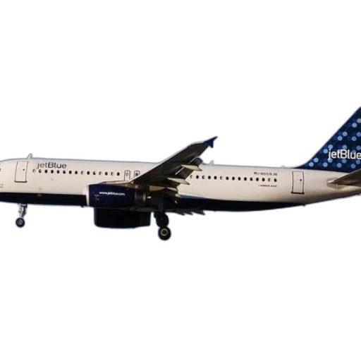 jetblue, airplane, flying, through transparent PNG cut-out