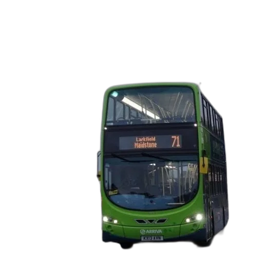 3d render, photorealistic, green, double-decker transparent PNG cut-out