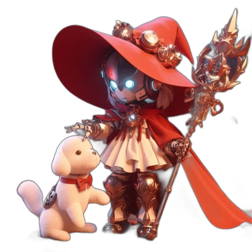 staff, weapon, hat, robot transparent PNG cut-out