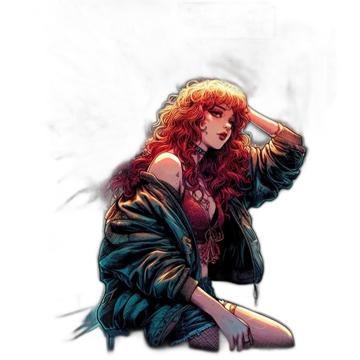 jacket, comic book art, concept art, cyberpunk transparent PNG cut-out