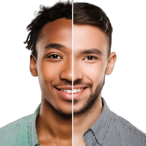 face, hair, mask, photorealistic transparent PNG cut-out