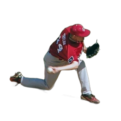 baseball, player, red, uniform transparent PNG cut-out