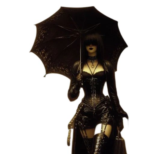 umbrella, dress, staff, concept art transparent PNG cut-out