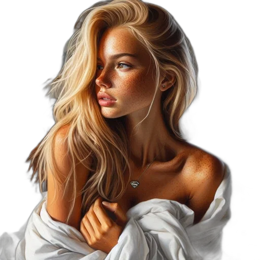 hair, face, dress, jewelry transparent PNG cut-out