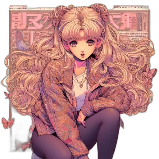 jacket, hair, face, flower transparent PNG cut-out
