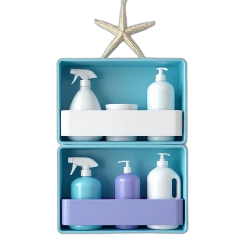 blue, pastel, wall-mounted, shelf transparent PNG cut-out