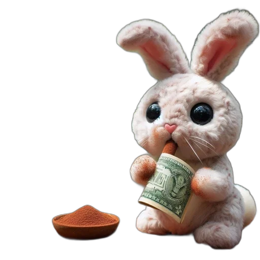 food, 3d render, plush, bunny transparent PNG cut-out