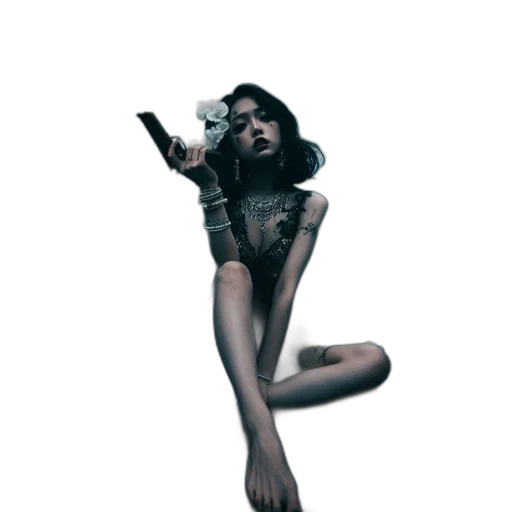 weapon, dress, flower, staff transparent PNG cut-out